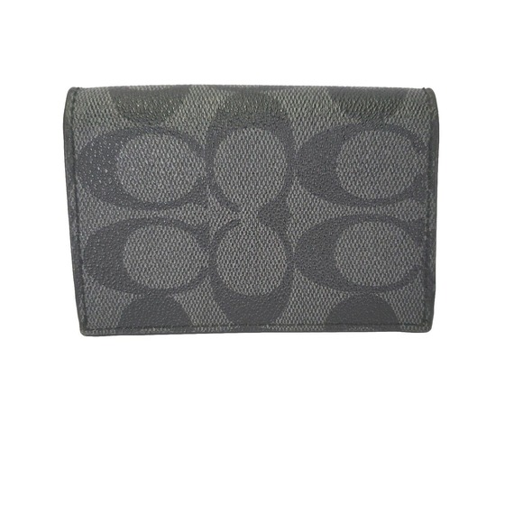 Coach Other - Coach Men's Black Gray Leather Small Bifold Wallet Card Holder Compact Unisex